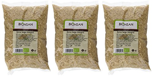 Bionsan Arroz Largo Integral Ecológico - 3 Paquetes de 1000 gr - Total: 3000 gr