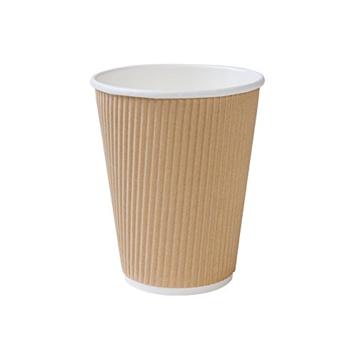 BIOZOYG 25 Taza de Kraft Marrón Corrugado para café I ecológico Taza para café desechable Bio sin Imprimir 300 ml/12 oz I 100% Biodegradable, Certificado compostables