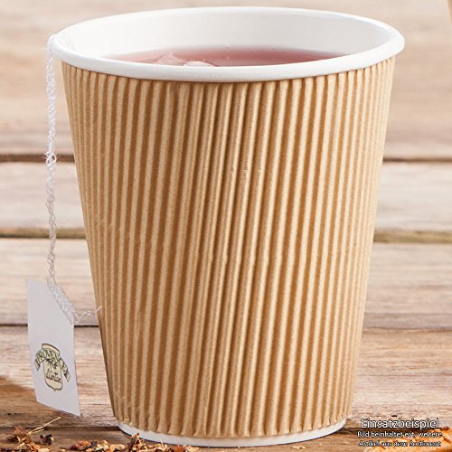 BIOZOYG 25 Taza de Kraft Marrón Corrugado para café I ecológico Taza para café desechable Bio sin Imprimir 300 ml/12 oz I 100% Biodegradable, Certificado compostables