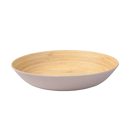 BIOZOYG Conjunto de vajilla ecológico Platos Profundos I 4 Piezas de Platos de bambú Grande 22 cm I Platos de Cena Redondo Gris, sin BPA I Platos de Sopa Platos de Ensalada