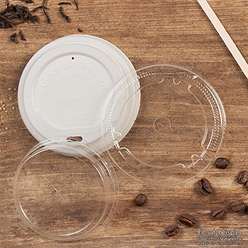 BIOZOYG Tapa de Taza para café To Go Ø 90mm I 100 Tapa para Tazas de cartón Hechas de poliestireno Totalmente reciclable I Tapa Plana Blanca con Agujero para Beber