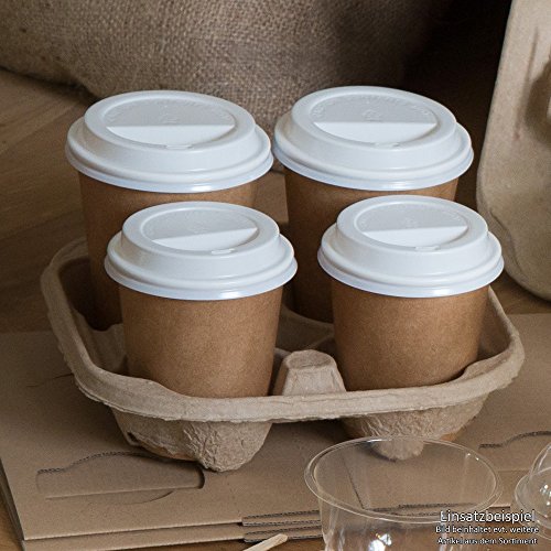 BIOZOYG Tapa de Taza para café To Go Ø 90mm I 100 Tapa para Tazas de cartón Hechas de poliestireno Totalmente reciclable I Tapa Plana Blanca con Agujero para Beber