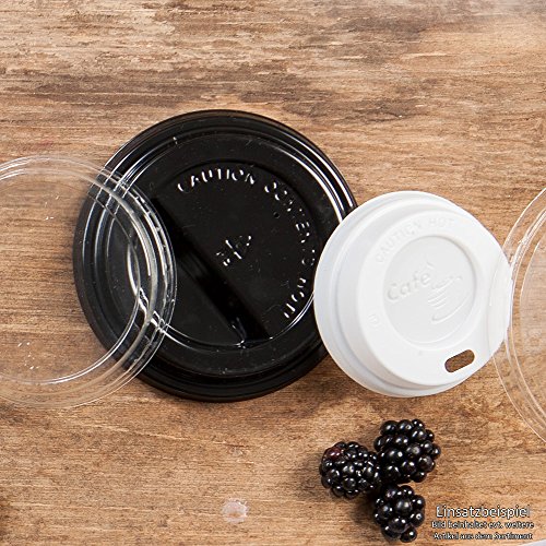 BIOZOYG Tapa de Taza para café To Go Ø 90mm I 100 Tapa para Tazas de cartón Hechas de poliestireno Totalmente reciclable I Tapa Plana Blanca con Agujero para Beber