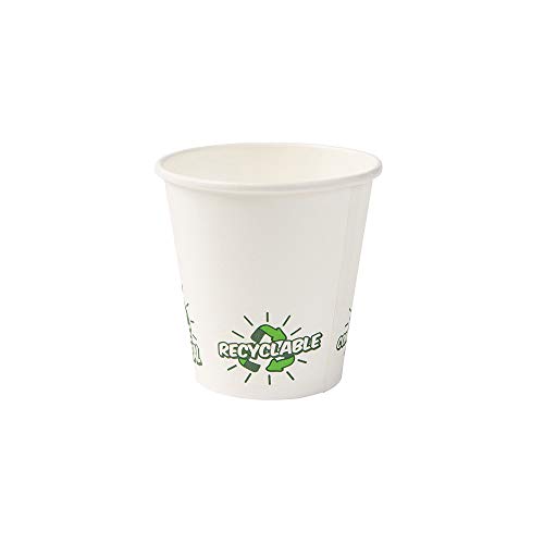 BIOZOYG Tazas de Papel reciclable de café Blanco con EcoUp © Icon y Capa de PLA I 50 Tazas para café Desechables biodegradables 150 ml 6 oz I Taza para café Desechables