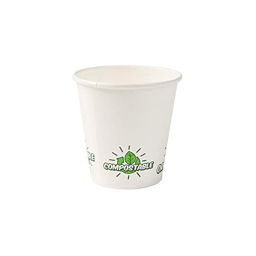 BIOZOYG Tazas de Papel reciclable de café Blanco con EcoUp © Icon y Capa de PLA I 50 Tazas para café Desechables biodegradables 150 ml 6 oz I Taza para café Desechables