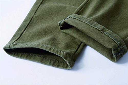 BIRAN Pantalones Vaqueros Ajustados Dasongff Delgado Tramo Recto Motorista Rasgado Único del Vaqueros Destruidos Pantalones De Mezclilla Ajustado De Los Termoselladas (Color : Grün, Size : 38)