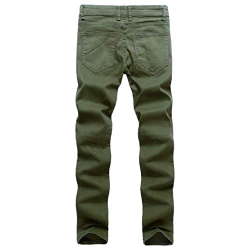 BIRAN Pantalones Vaqueros Ajustados Dasongff Delgado Tramo Recto Motorista Rasgado Único del Vaqueros Destruidos Pantalones De Mezclilla Ajustado De Los Termoselladas (Color : Grün, Size : 38)