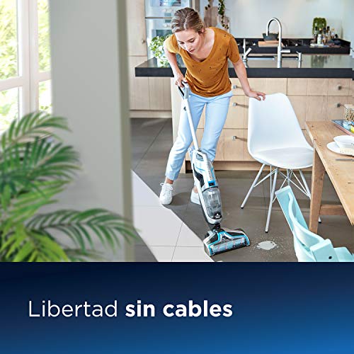 Bissell CrossWave Cordless Aspirador y Limpiador Multifuncional sin Cables para Suelos Duros y alfombras, 250 W, 1.44 litros, 80 Decibelios, Plata