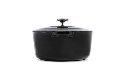 BK-Cookware BK Bourgogne holandés (24 cm, 4,2 L, Hierro Fundido, Revestimiento esmaltado, Tapa con Anillas para Goteo, Apta para inducción, Horno, lavavajillas, Color, Negro Azabache