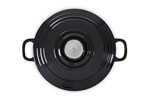 BK-Cookware BK Bourgogne holandés (24 cm, 4,2 L, Hierro Fundido, Revestimiento esmaltado, Tapa con Anillas para Goteo, Apta para inducción, Horno, lavavajillas, Color, Negro Azabache