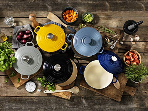 BK-Cookware BK Bourgogne holandés (24 cm, 4,2 L, Hierro Fundido, Revestimiento esmaltado, Tapa con Anillas para Goteo, Apta para inducción, Horno, lavavajillas, Color, Negro Azabache