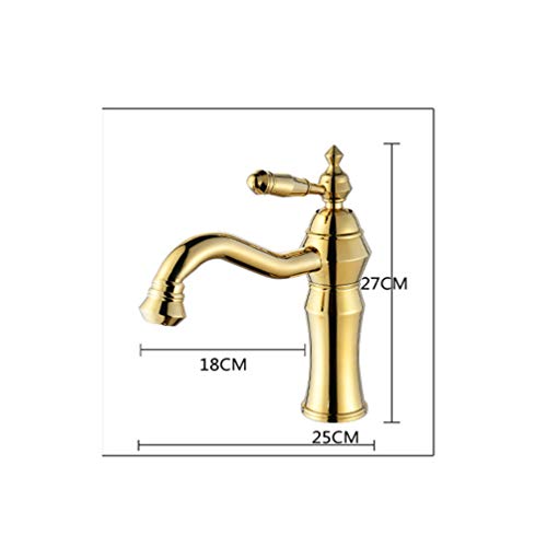 BKWZA Cuenca Grifos De Oro De Latón Grifería De Fregadero Sola Manija Caliente Fría De Lavado De Mezclador Del Golpecito De Agua Wc Gallo Torneira Banheiro Montado Cubierta De Un Solo Orificio