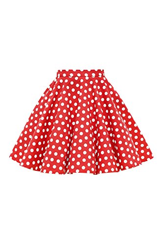 BlackButterfly Niñas Vintage Rockabilly Estilo De Los 50 Falda Acampanada (De Lunares - Rojo, 7-8 Años)