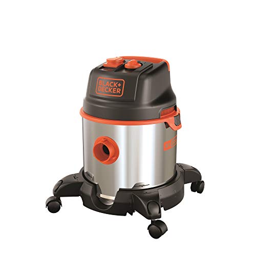 Black+Decker BXVC20XTE Aspirador multiuso de sólidos y líquidos (1400 W, 20 l, Acero Inox) con toma para herramientas eléctricas integrada