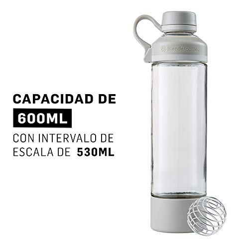 BlenderBottle Mantra Glas Pebble Grey Botella mezcladora, Unisex Adulto, 600ml