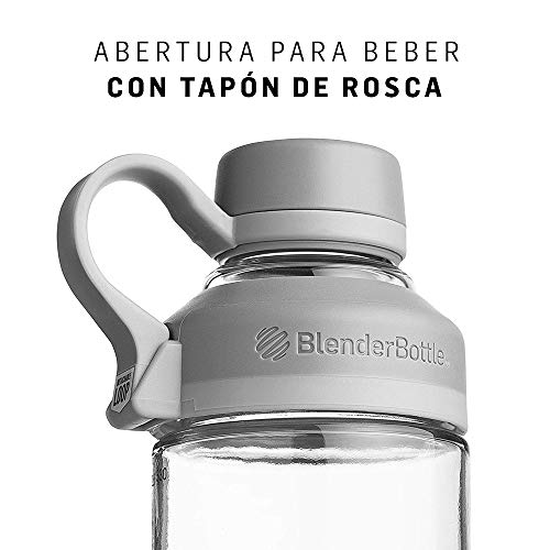 BlenderBottle Mantra Glas Pebble Grey Botella mezcladora, Unisex Adulto, 600ml