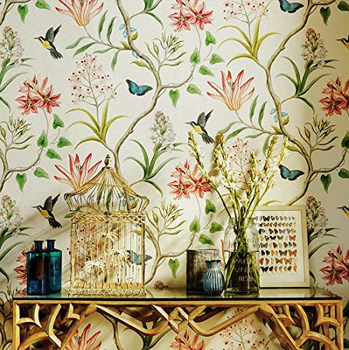 Blooming Wall MH1404 - Papel pintado para pared, diseño de flores vintage, no tejido, para salón, dormitorio, cocina o cuarto de baño, 52,8 cm x 83,3 cm, 17,37 m2, multicolor