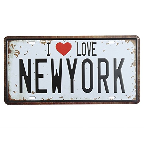 Bluelover Decoración De La Pared De Nueva York Licencia Placa Tin Cartel Vintage Metal Placa Cartel Bar Pub Casa