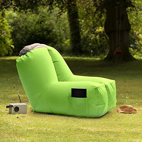 Blumfeldt Airchair - Sillón Inflable, Sillón Hinchable, Camping, Playa, Piscina, Viaje, Impermeable, Mochila Transporte incluida, Verde