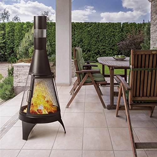 Blumfeldt Volantis Horno de jardín de leña (360°, cámara de Calor, Ø45cm, Chapa de Acero Negro, brasero para decoración, cámara de Fuego)