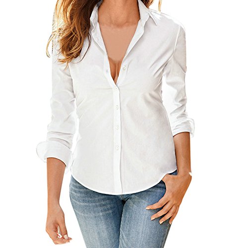 Blusa de Mujer BaZhaHei Camisa de Manga Larga para Mujer Formal Oficina Trabajo Uniforme Señoras Casual Tops para Mujer Camisetas de Solapa de Moda para Mujer Shirt Moda Manga Larga