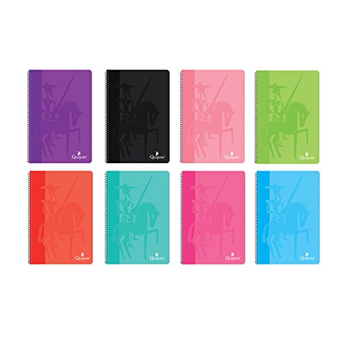 BN7671 - Pack de 8 cuadernos tapa normal, tamaño folio, 80 hojas, 90 gramos, dos rayas 2,5mm