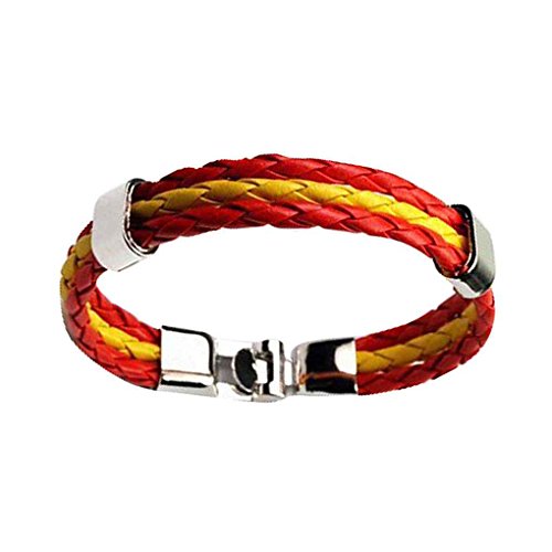 Bobury Bandera Nacional Copa del Mundo Unisex de Cuero de Múltiples Capas Pulsera Trenzada de 3 filamentos de la Cuerda de los brazaletes Hechos a Mano Pulsera de Mujeres de los Hombres