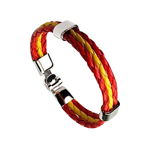 Bobury Bandera Nacional Copa del Mundo Unisex de Cuero de Múltiples Capas Pulsera Trenzada de 3 filamentos de la Cuerda de los brazaletes Hechos a Mano Pulsera de Mujeres de los Hombres