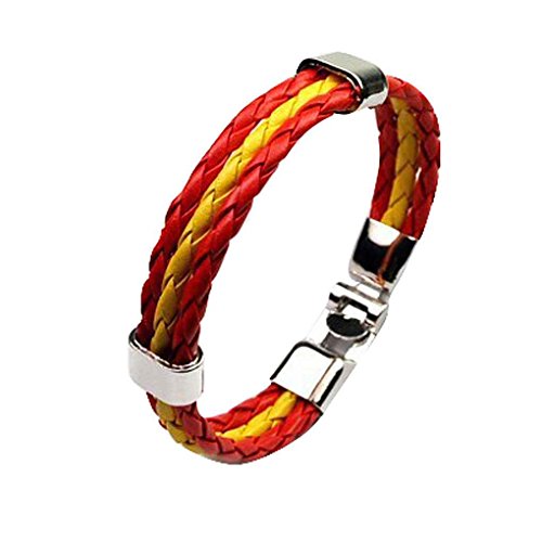 Bobury Bandera Nacional Copa del Mundo Unisex de Cuero de Múltiples Capas Pulsera Trenzada de 3 filamentos de la Cuerda de los brazaletes Hechos a Mano Pulsera de Mujeres de los Hombres