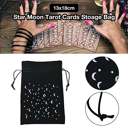 Bolsa de almacenamiento de tarot de terciopelo grueso de 13x18 cm con cordón, con patrón de estrella de luna, bolsa de terciopelo, bolsa de tarot, bolsa de dados, bolsa de tarjeta, bolsa de joyería