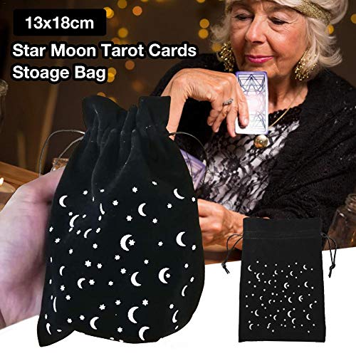Bolsa de almacenamiento de tarot de terciopelo grueso de 13x18 cm con cordón, con patrón de estrella de luna, bolsa de terciopelo, bolsa de tarot, bolsa de dados, bolsa de tarjeta, bolsa de joyería