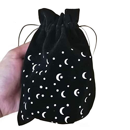 Bolsa de almacenamiento de tarot de terciopelo grueso de 13x18 cm con cordón, con patrón de estrella de luna, bolsa de terciopelo, bolsa de tarot, bolsa de dados, bolsa de tarjeta, bolsa de joyería