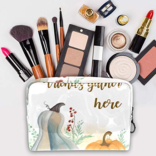 Bolsa de maquillaje portátil con cremallera bolsa de aseo de viaje para las mujeres práctico almacenamiento cosmético bolsa verde calabaza madura