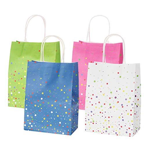 Bolsas de Regalo | Papel con Lunares De Papel con Trenzadas Asas | Originales para Personalizar y Envolver Regalos | Envoltorio para Fiestas de Cumpleaños, Halloween y Navidad (12 Piezas)