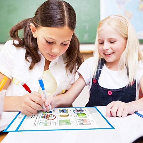 Bolsillo de Borrado en Seco, 10 Piezas Escribir y Limpiar Bolsillos, Bolsas Reutilizables de Borrado en Seco, Ideal para Uso en la Escuela o en el Trabajo