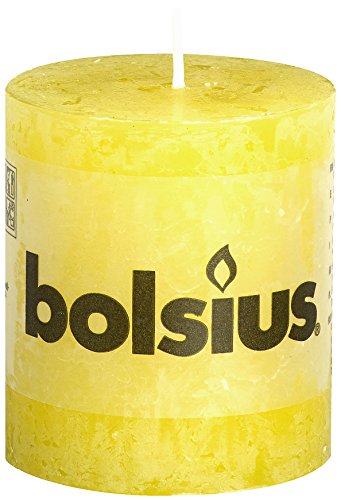 Bolsius - Vela rústica, cera de parafina, color amarillo, corto