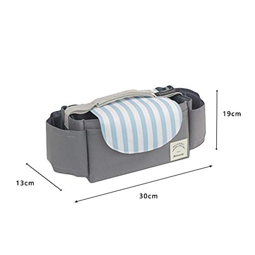 Bolso Carro Bebé, Organizador de Cochecito de Niño, Multifuncional Bolsa de Para Silla de Paseo Para Guardar Artículos de Viaje Para Bebés y Teléfonos Móviles, Billeteras, Portavasos (Gris)