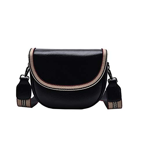 Bolso de hombro de las señoras de color sólido semicírculo bolsa salvaje simple mensajero moda salvaje silla bolsa, Negro (Negro) - addkui-1244