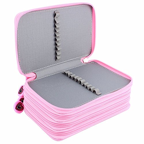 Bolso de Lápiz Organizador Portalápices para 72 Lápices Bolso Caja de Lapices para Lapices de Color Dibujo Arte Oficina Maquillaje Coméstico Rosa