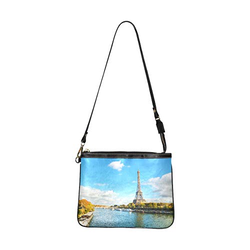 Bolso de mano para mujer Cityscape Of Paris con la Torre Eiffel en una mujer Sunn Bolso bandolera de 10 x 8 pulgadas Ligero de piel sintética para niña Bolsos de moda con correa larga para mujer