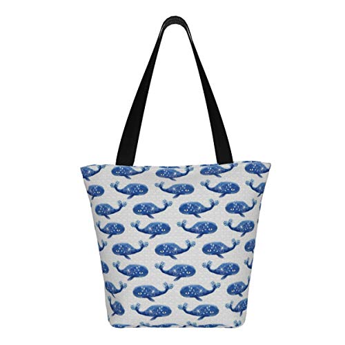 Bolsos de la compra, ballena floral de acuarela con flores de lona bolsas de hombro bolsas de comestibles reutilizables plegables bolsas de viaje grandes y duraderas, bolsas de compras resistentes