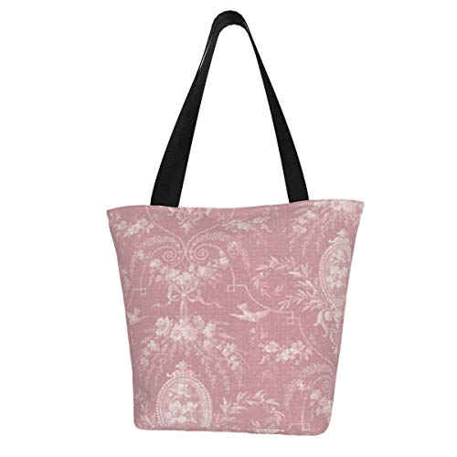 Bolsos de la compra, floreciente rosa camafeo flor papel pintado bolsas de lona bolsas de hombro reutilizables plegables bolsas de viaje grandes y duraderas, bolsas de compras resistentes