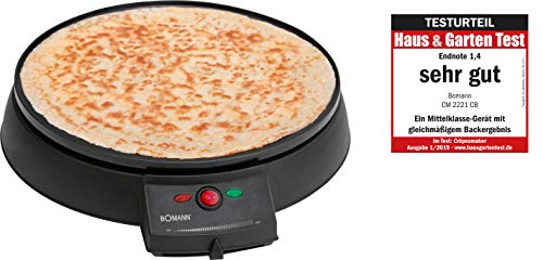 Bomann CM 2221 CB Máquina de Hacer Crepes, Tortitas, Tortillas, 900 W, Aluminio, Negro