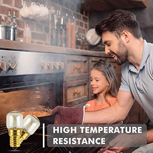 Bombilla E14, LOHAS 15W Incandescente Horno Bombillas, Blanco Cálido, Regulable, Resistente al Calor Hasta 300°C, Lámpara de Microondas, Luz de Sal, 220-240V, Paquete de 2 Unidades