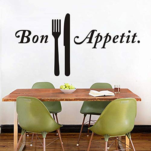 Bon Appetit cuchillos y tenedores calcomanía de pared cocina restaurante decoración arte Banner pegatina de vinilo extraíble Cottage Chic 43 * 85 cm