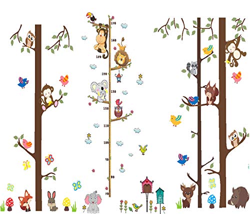 Bosque Animales Árbol Vinilos Decorativos,Búho Zorro Ciervo Adhesivos Pared,Animales de la Jungla Adhesivos Pared,Decorativas Adhesiva Pared Dormitorio Salón Guardería Habitación Infantiles Niños