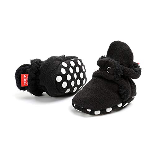 Botas de Niño Calcetín Invierno Soft Sole Crib Raya de Caliente Boots de Algodón para Bebés (0-6 meses, Negro, Tamaño de etiqueta 11)