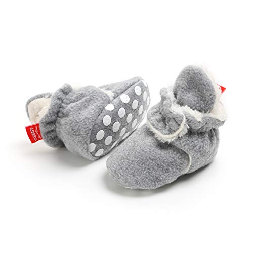 Botas de Niño Calcetín Invierno Soft Sole Crib Raya de Caliente Boots de Algodón para Bebés (12-18 Meses, Gris, Tamaño de Etiqueta 13)