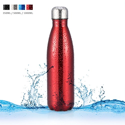  Botella de Agua de Acero Inoxidable Portátil Botella Aislada al Vacío Botella Térmica para Deportes Al Aire Libre Camping Senderismo Picnic Ciclismo ( Capacity : 1000ML , Color : Rojo ) 