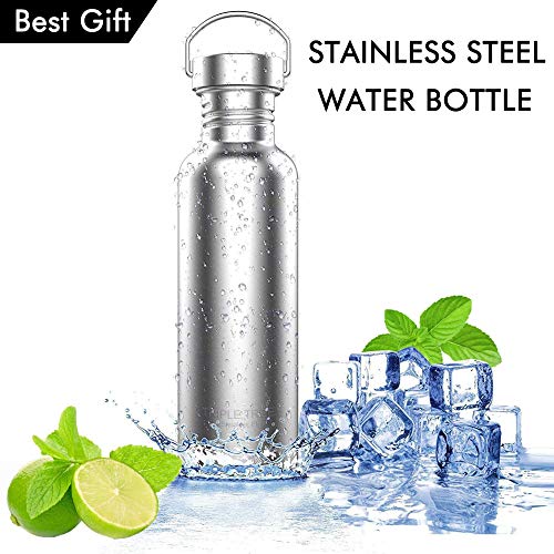 Botella de agua portátil de acero inoxidable, botellas de agua deportivas - 500 ml y 750 ml y 1l - Ecológico y libre de BPA - corriendo, gimnasio, yoga, ciclismo